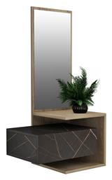 Meara Έπιπλο Εισόδου με Καθρέπτη Μελαμινη Black Marble 49.1x31.3x90εκ. HomeMarkt