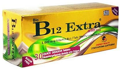 Bio B12 Extra Βιταμίνη 1000mcg 30 ταμπλέτες Medichrom