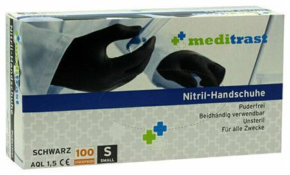 Nitril-Handschuhe Γάντια Νιτριλίου Χωρίς Πούδρα σε Μαύρο Χρώμα 100τμχ Meditrast