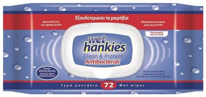 Wet Hankies Clean & Protect Antibacterial 72τμχ ΜΕΓΑ