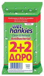 ΜΕΓΑ Wet Hankies Clean & Refresh Antibacterial Lemon 60τμχ