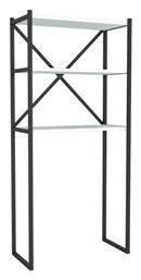 Mindy Επιδαπέδια Ραφιέρα Μπάνιου Μεταλλική με 3 Ράφια 66x34x160cm Μαύρο/Λευκό Megapap