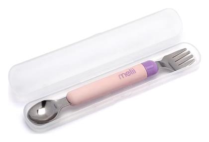 Βρεφικό Σετ με Πιρούνι από Μέταλλο σε Θήκη Ροζ Melii