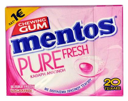 20 Τσίχλες Pure Fresh με Γεύση Bubble Με Εκχύλισμα Πράσινου Τσαγιού Χωρίς Ζάχαρη 30gr Mentos