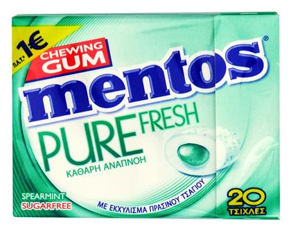20 Τσίχλες Pure Fresh με Γεύση Δυόσμος Με Εκχύλισμα Πράσινου Τσαγιού Χωρίς Ζάχαρη 30gr Mentos