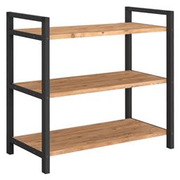 Μεταλλική Παπουτσοθήκη Navari με 3 Ράφια Μαύρη / Pine Oak 66x36x70cm - Megapap