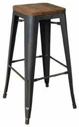 Μεταλλικό Σκαμπό Μπαρ Εξωτερικού Χώρου Relix Wood Dark Oak Dark Oak / Antique Black 43x43x76εκ. Woodwell