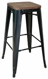 Μεταλλικό Σκαμπό Μπαρ Εξωτερικού Χώρου Relix Wood Dark Oak / Μαύρο 43x43x76εκ. Woodwell