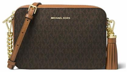 Δερμάτινη Γυναικεία Τσάντα Χιαστί Καφέ Michael Kors
