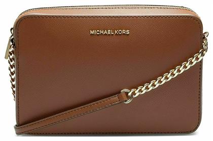 Δερμάτινη Γυναικεία Τσάντα Χιαστί Καφέ Michael Kors