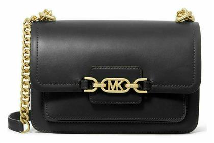 Heather Large Δερμάτινη Γυναικεία Τσάντα Χιαστί Μαύρη Michael Kors