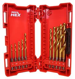 Shockwave Red Hex Σετ 10 Τρυπάνια Τιτανίου με Εξάγωνο Στέλεχος για Μέταλλο Milwaukee