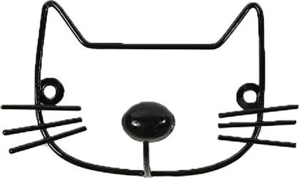 Minene Cat Παιδική Κρεμάστρα Μονής Θέσης Βιδωτή Μεταλλική Black 13x7cm