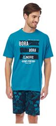 Bora Bora Καλοκαιρινή Ανδρική Πιτζάμα Βαμβακερή Πετρόλ Minerva