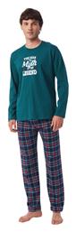 Man The Legend Χειμερινή Καρό Ανδρική Πιτζάμα Βαμβακερή Πράσινη Minerva