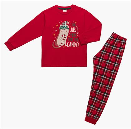 Παιδική Πιτζάμα Χειμωνιάτικη κόκκινο XMas Kitty's Candy Minerva