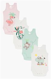 Pink Jungle Σετ Βρεφικό Φορμάκι Εσώρουχο Κοντομάνικο Πολύχρωμο 4τμχ Minerva