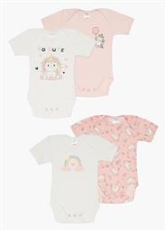 Unicorn Σετ Βρεφικό Φορμάκι Εσώρουχο Κοντομάνικο Λευκό-ροζ 4τμχ Minerva