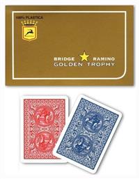 Ramino Golden Trophy Σετ Τράπουλα 2τμχ Πλαστική Κόκκινη/Μπλε Modiano