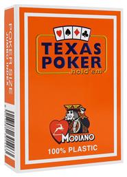 Texas Poker 2 Jumbo Τράπουλα Πλαστική για Poker Πορτοκαλί Modiano