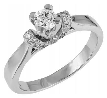 Μονόπετρο από Λευκόχρυσο 18Κ - Kosmima24