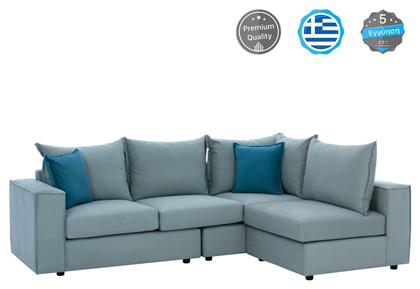 Monza Γωνιακός 265x195x98εκ. Φυστικί / Πετρόλ - HomeMarkt