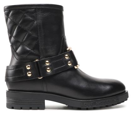 Δερμάτινα Γυναικεία Μποτάκια Μαύρα Moschino