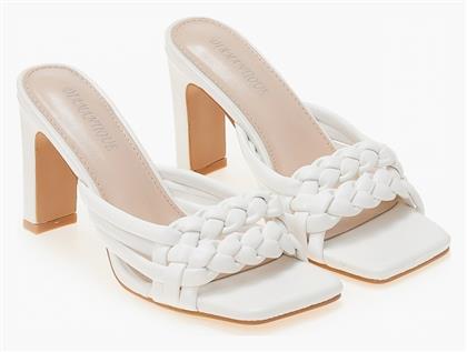 Mules με πλεγμένα λουράκια - Λευκό - Issue Fashion