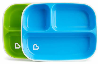 Παιδικό Πιάτο Φαγητού Splash Toddler Divided Plates από Πλαστικό Blue/Green 2τμχ Munchkin