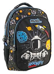 Rocket Travel 3 Θήκες Σχολική Τσάντα Πλάτης Δημοτικού σε Μαύρο χρώμα 25lt Must