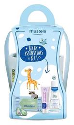 Baby Essentials Kit Σετ Περιποίησης Gentle Cleansing Gel Απαλό Τζελ Καθαρισμού - 2τεμ x 200ml & Cleansing Wipes, Μωρομάντηλα- 60τεμ & Vitamin Barrier Cream, Κρέμα Αλλαγής Πάνας - 100ml Mustela