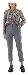 Pants Women My T Wearables Γυναικείο Ψηλόμεσο Βαμβακερό Capri Παντελόνι με Λάστιχο σε Slim Εφαρμογή Γκρι MY T