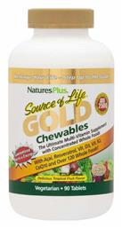 Nature's Plus Source Life Gold Πολυβιταμίνη Tropical Fruit 90 ταμπλέτες 90 μασώμενες ταμπλέτες - Natures Plus