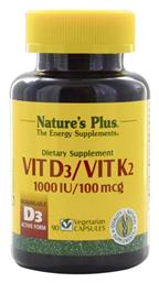 Nature's Plus Vit D3/ Vit K2 Βιταμίνη 1000iu 90 φυτικές κάψουλες - Natures Plus