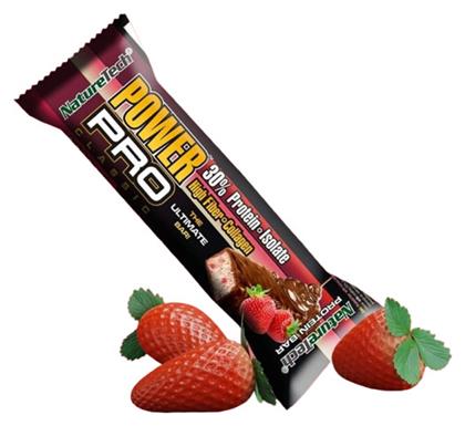 Power Pro Higher Fiber & Collagen Μπάρα με 30% Πρωτεΐνη & Γεύση Σοκολάτα Φράουλα 80gr NatureTech