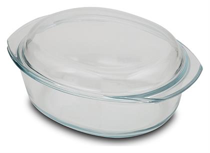 Οβάλ Πυρίμαχο Σκεύος Γυάλινο με Καπάκι 3500ml Nava