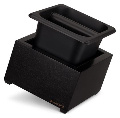 Δοχείο Χτυπήματος Κλείστρου από Inox και Ξύλο 18x17x11εκ. Καφέ Navaris