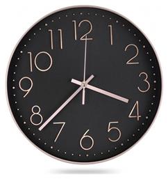 Ρολόι Τοίχου Αθόρυβο Πλαστικό Black / Rose Gold 30cm Navaris