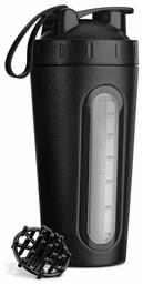 Shaker Πρωτεΐνης 750ml Ανοξείδωτο Μαύρο Navaris