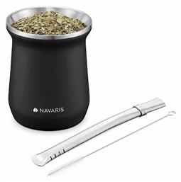 Yerba Κούπα Μεταλλική Μαύρη 300ml Navaris