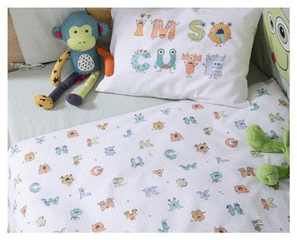 Nef-Nef Homeware Alphabet Monster Σετ Βρεφικά Σεντόνια Κούνιας Βαμβακερά Πράσινα 170x120εκ. Nef Nef