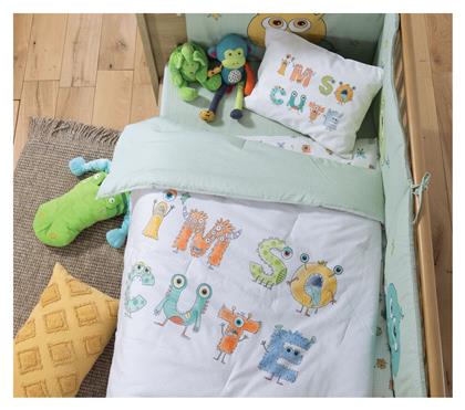 Nef-Nef Homeware ALPHABET MONSTER Βρεφικό Κουβερλί Βαμβακερό Πράσινο 110x140cm - Nef Nef