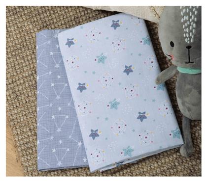 Nef-Nef Homeware Explore The Universe Σετ Βρεφικά Σεντόνια Λίκνου Βαμβακερά Μπλε 70x120εκ. 2τμχ - Nef Nef