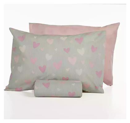 Nef-Nef Homeware Hearts Σετ Παιδική Παπλωματοθήκη Μονή με Μαξιλαροθήκη Βαμβακερή Γκρι 160x240εκ. Nef Nef