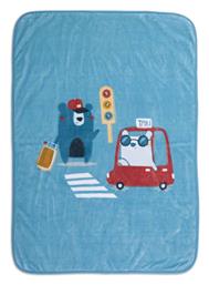 Nef-Nef Homeware Κουβέρτα Αγκαλιάς & Λίκνου Traffic Βελουτέ Τιρκουάζ Traffic 75x100εκ. Nef Nef