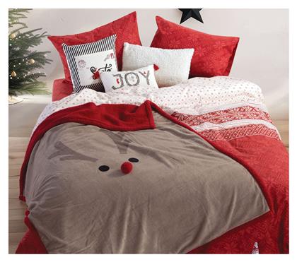 Nef-Nef Homeware Κουβέρτα Καναπέ 130x180εκ. Χριστουγεννιάτικη Funny Reindeer Beige - Nef Nef