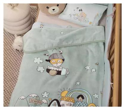 Nef-Nef Homeware Κουβέρτα Κούνιας Life In The City Βελουτέ Μπλε 100x140εκ. Nef Nef