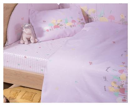 Nef-Nef Homeware Mon Petit Jardin Σετ Βρεφικά Σεντόνια Κούνιας Βαμβακερά Λιλά 170x120εκ. 3τμχ - Nef Nef