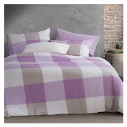 Nef-Nef Homeware Σετ 100x200+35εκ. με Λάστιχο Casual Check Mauve - Nef Nef
