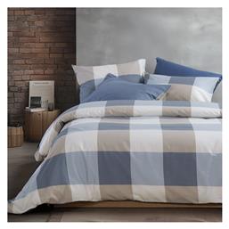 Nef-Nef Homeware Σετ 160x200+35εκ. με Λάστιχο Casual Check Denim - Nef Nef